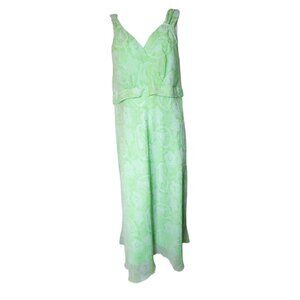 George by Marc Eisen Dress Womens Plus Size 2X Green White Floral‎ Chiffon Lined